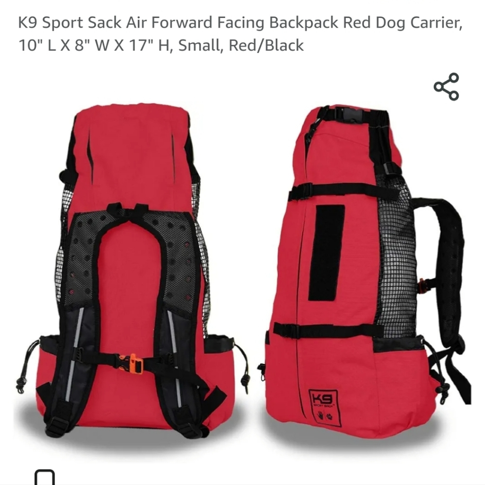 K9 Sport Sack Air Forward Facing Backpack Red Dog Carrier, small medium …